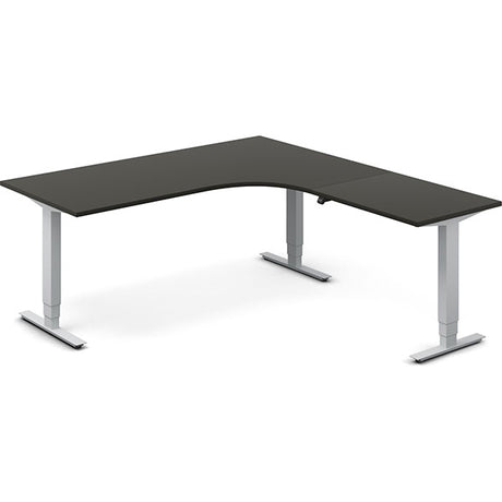 Ergoff Hæve-sænkebord DNA, Antracit 1800x2000 mm Højre 3-ben/Alugrå – Hæve/sænkeborde