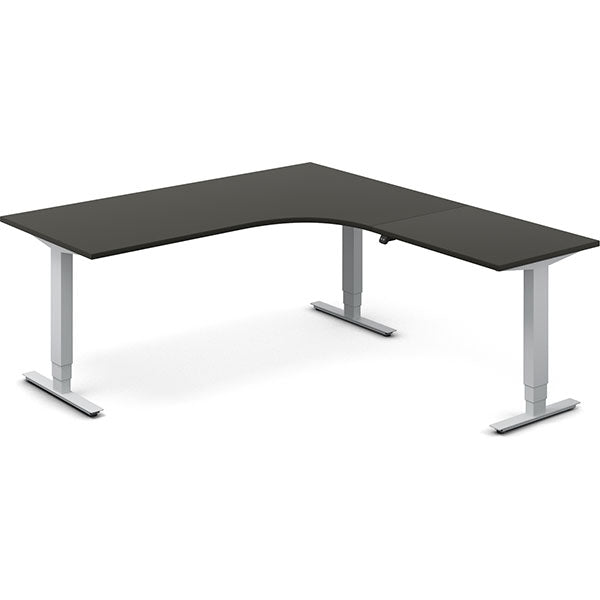 Ergoff Hæve-sænkebord DNA, Antracit 1800x2000 mm Højre 3-ben/Alugrå – Hæve/sænkeborde