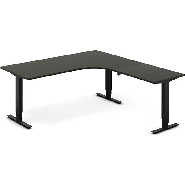 Ergoff Hæve-sænkebord DNA, Antracit 1800x2000 mm Højre 3-ben/Sort – Hæve/sænkeborde