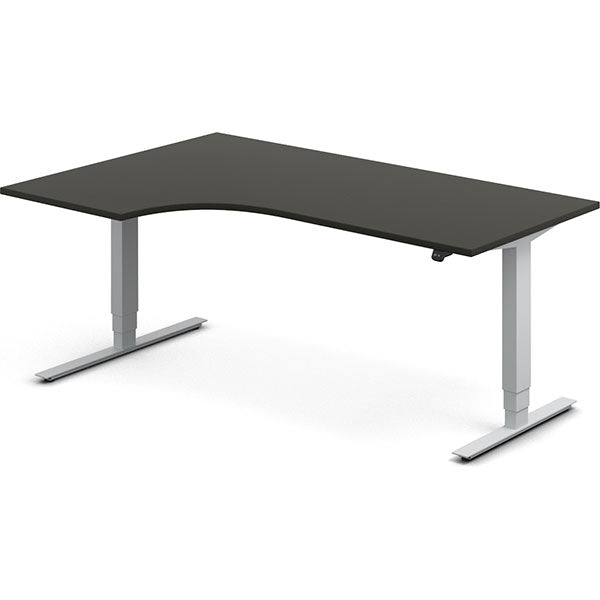 Ergoff Hæve-sænkebord DNA, Antracit 1800x1200 mm Venstre 2-ben/Alugrå – Hæve-sænkeborde