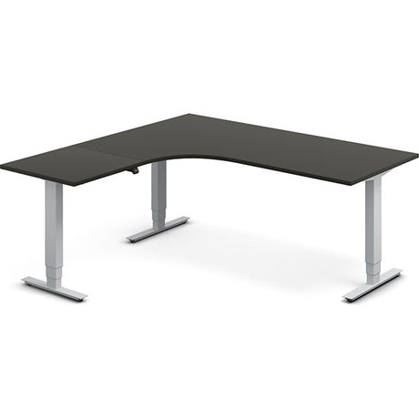 Ergoff Hæve-sænkebord DNA, Antracit 1800x1800 mm Venstre 3-ben/Alugrå – Hæve/sænkeborde