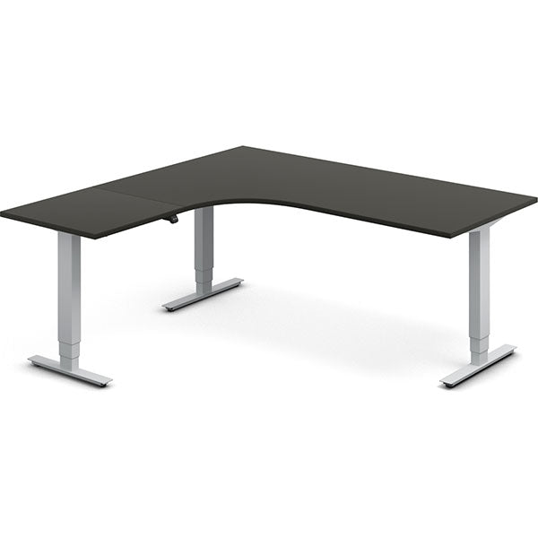 Ergoff Hæve-sænkebord DNA, Antracit 1800x1800 mm Venstre 3-ben/Alugrå – Hæve/sænkeborde