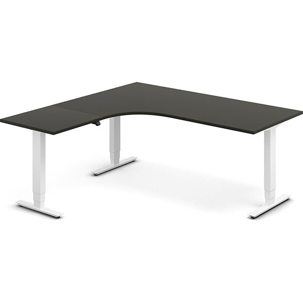 Ergoff Hæve-sænkebord DNA, Antracit 1800x1800 mm Venstre 3-ben/Hvid – Hæve/sænkeborde