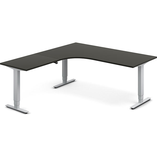 Ergoff Hæve-sænkebord DNA, Antracit 1800x2000 mm Venstre 3-ben/Alugrå – Hæve-sænkeborde