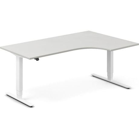 Ergoff Hæve-sænkebord DNA, Lysgrå 1800x1200 mm Højre 2-ben/Hvid – Hæve-sænkeborde