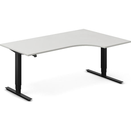Ergoff Hæve-sænkebord DNA, Lysgrå 1800x1200 mm Højre 2-ben/Sort – Hæve-sænkeborde