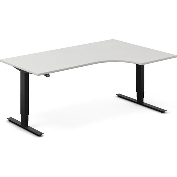 Ergoff Hæve-sænkebord DNA, Lysgrå 1800x1200 mm Højre 2-ben/Sort – Hæve-sænkeborde