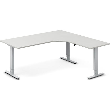 Ergoff Hæve-sænkebord DNA, Lysgrå 1800x1800 mm Højre 3-ben/Alugrå – Hæve-sænkeborde