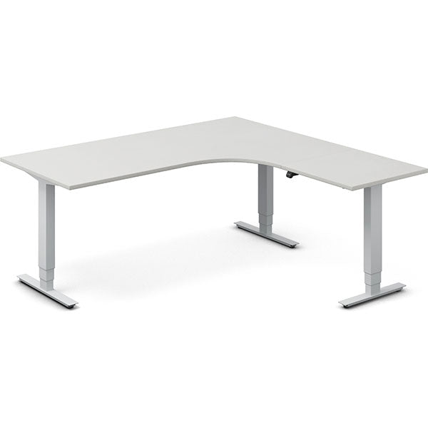 Ergoff Hæve-sænkebord DNA, Lysgrå 1800x1800 mm Højre 3-ben/Alugrå – Hæve-sænkeborde