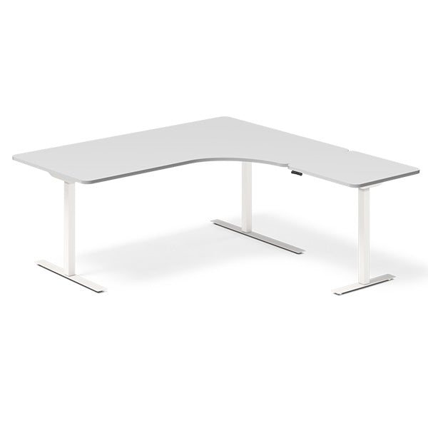 Hæve-sænkebord DNA, Lysgrå 1800x1800 mm Højre 3-ben/Hvid