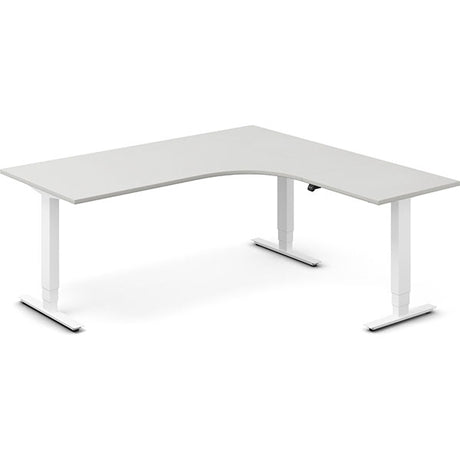 Ergoff Hæve-sænkebord DNA, Lysgrå 1800x1800 mm Højre 3-ben/Hvid – Hæve-sænkeborde