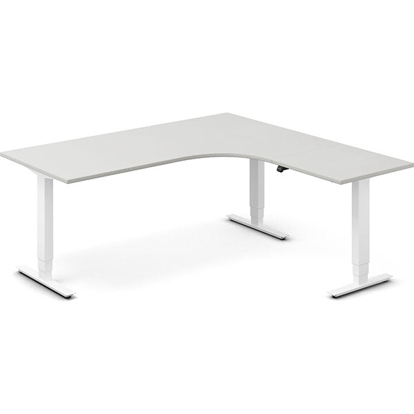 Ergoff Hæve-sænkebord DNA, Lysgrå 1800x1800 mm Højre 3-ben/Hvid – Hæve-sænkeborde