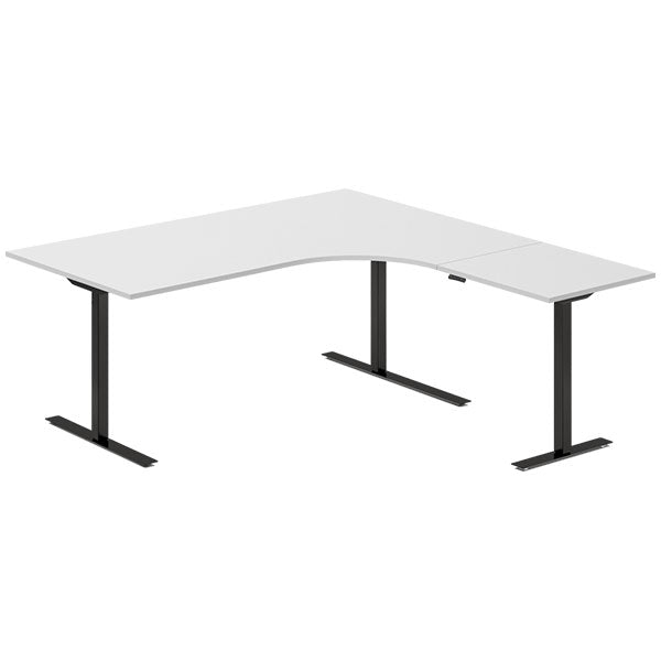 Hæve-sænkebord DNA, Lysgrå 1800x1800 mm Højre 3-ben/Sort