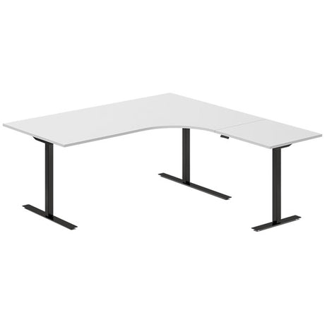 Hæve-sænkebord DNA, Lysgrå 1800x1800 mm Højre 3-ben/Sort