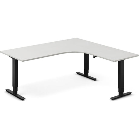 Ergoff Hæve-sænkebord DNA, Lysgrå 1800x1800 mm Højre 3-ben/Sort – Hæve-sænkeborde
