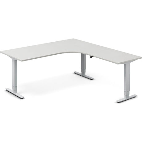 Hæve-sænkebord DNA, Lysgrå 1800x2000 mm Højre 3-ben/Alugrå