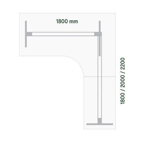 Hæve-sænkebord DNA, Lysgrå 1800x2000 mm Højre 3-ben/Hvid