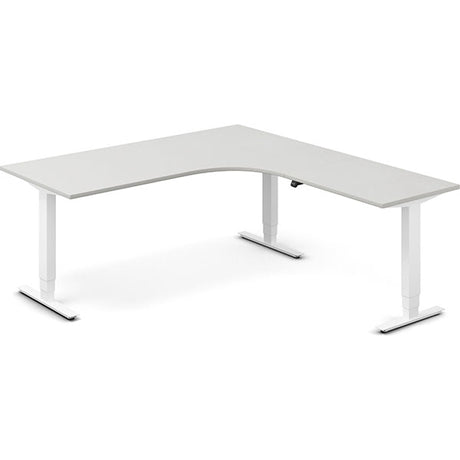 Hæve-sænkebord DNA, Lysgrå 1800x2000 mm Højre 3-ben/Hvid