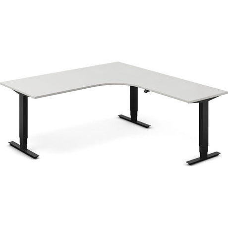 Ergoff Hæve-sænkebord DNA, Lysgrå 1800x2000 mm Højre 3-ben/Sort – Hæve-sænkeborde