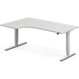 Ergoff Hæve-sænkebord DNA, Lysgrå 1800x1200 mm Venstre 2-ben/Alugrå – Hæve/sænkeborde
