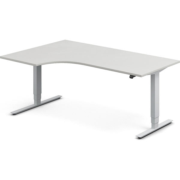 Ergoff Hæve-sænkebord DNA, Lysgrå 1800x1200 mm Venstre 2-ben/Alugrå – Hæve/sænkeborde