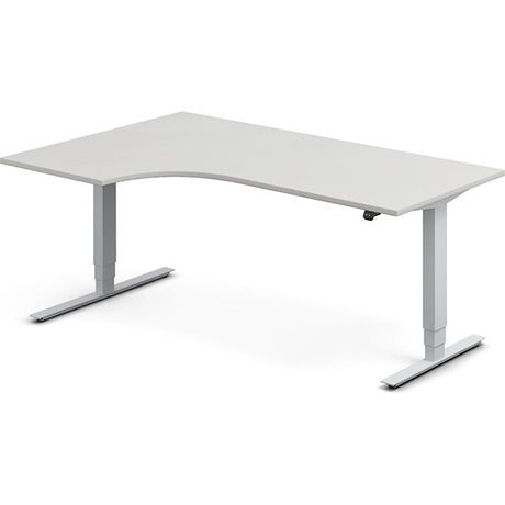Ergoff Hæve-sænkebord DNA, Lysgrå 1800x1200 mm Venstre 2-ben/Alugrå – Hæve/sænkeborde