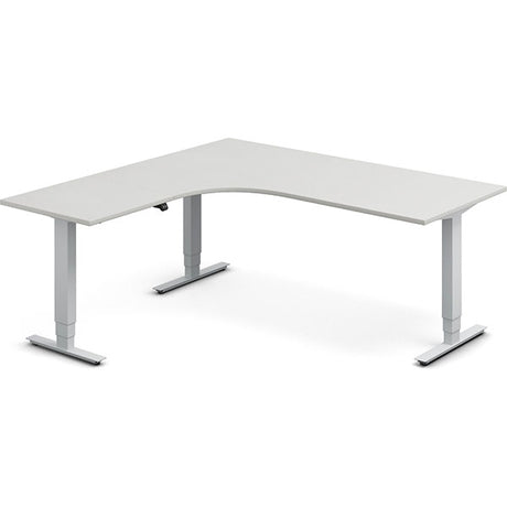 Ergoff Hæve-sænkebord DNA, Lysgrå 1800x1800 mm Venstre 3-ben/Alugrå – Hæve-sænkeborde