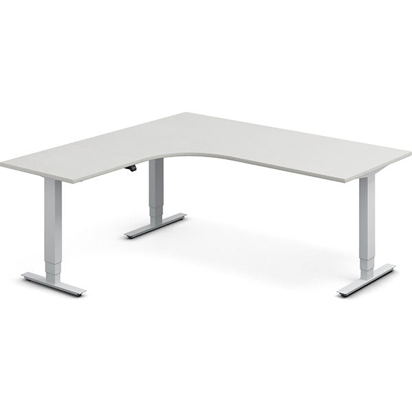 Ergoff Hæve-sænkebord DNA, Lysgrå 1800x1800 mm Venstre 3-ben/Alugrå – Hæve-sænkeborde