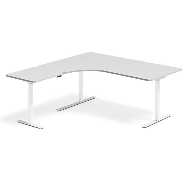 Hæve-sænkebord DNA, Lysgrå 1800x1800 mm Venstre 3-ben/Hvid