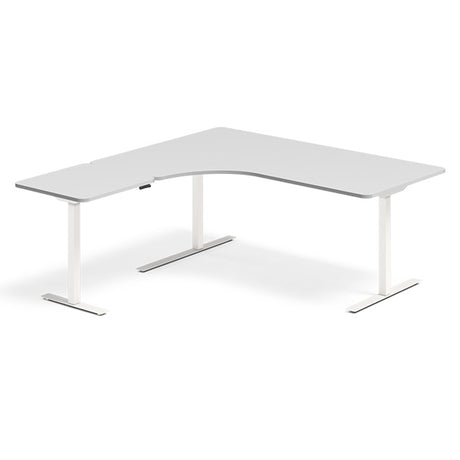 Hæve-sænkebord DNA, Lysgrå 1800x1800 mm Venstre 3-ben/Hvid
