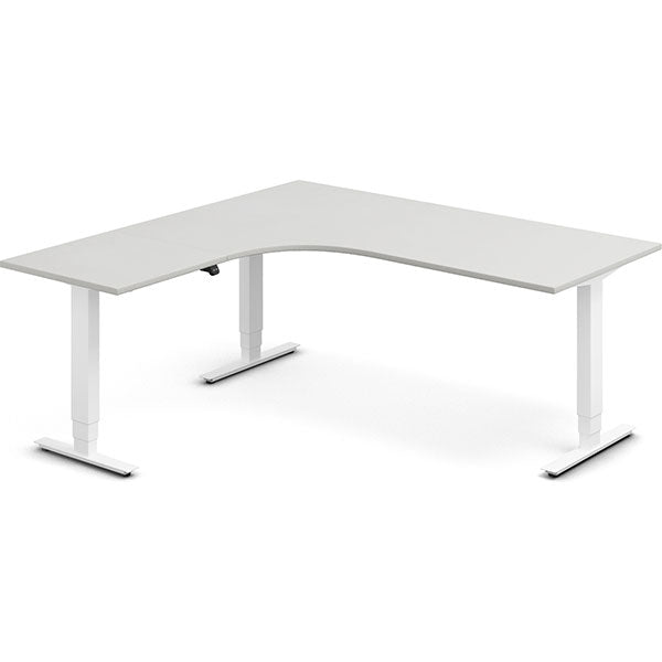 Ergoff Hæve-sænkebord DNA, Lysgrå 1800x1800 mm Venstre 3-ben/Hvid – Hæve-sænkeborde