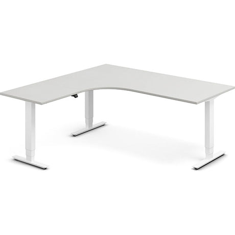 Ergoff Hæve-sænkebord DNA, Lysgrå 1800x1800 mm Venstre 3-ben/Hvid – Hæve-sænkeborde