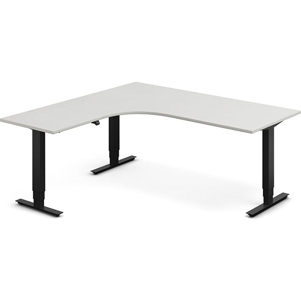 Ergoff Hæve-sænkebord DNA, Lysgrå 1800x1800 mm Venstre 3-ben/Sort – Hæve-sænkeborde