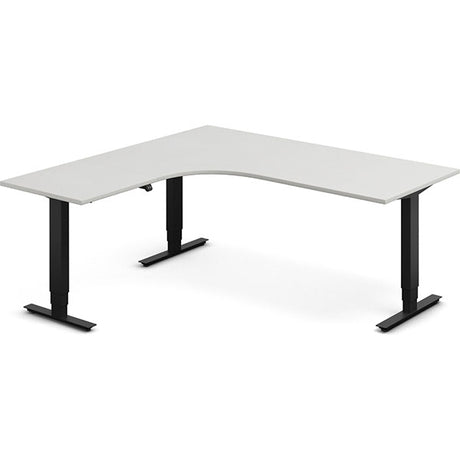 Ergoff Hæve-sænkebord DNA, Lysgrå 1800x1800 mm Venstre 3-ben/Sort – Hæve-sænkeborde