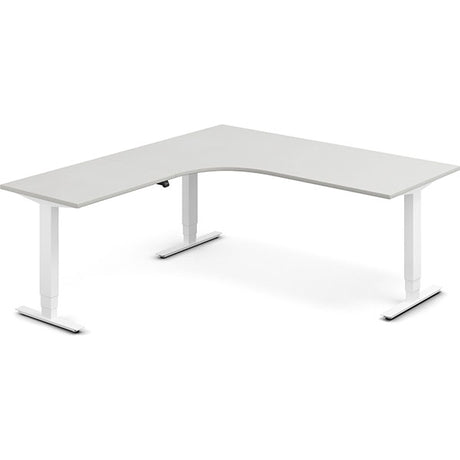 Hæve-sænkebord DNA, Lysgrå 1800x2000 mm Venstre 3-ben/Hvid