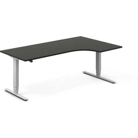 Ergoff Hæve-sænkebord DNA, Antracit 2000x1200 mm Højre 2-ben/Alugrå – Hæve/sænkeborde