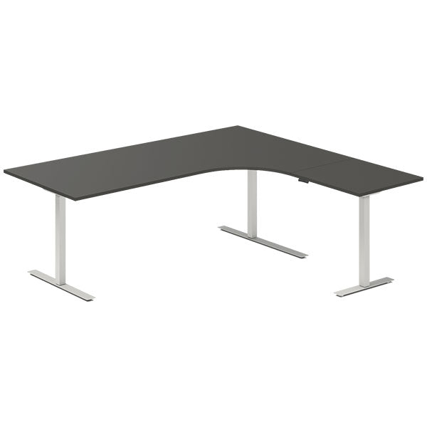 Hæve-sænkebord DNA, Antracit 2000x1800 mm Højre 3-ben/Alugrå