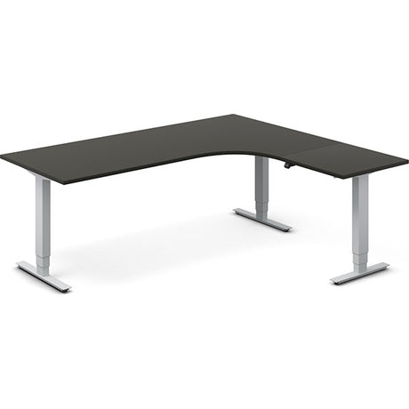 Ergoff Hæve-sænkebord DNA, Antracit 2000x1800 mm Højre 3-ben/Alugrå – Hæve-sænkeborde