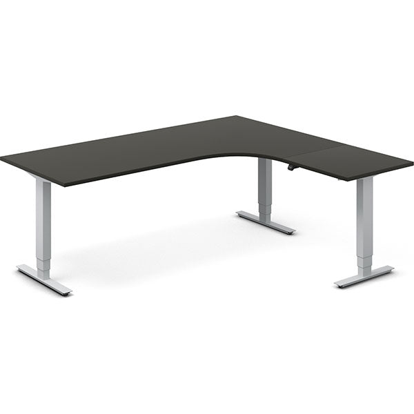 Ergoff Hæve-sænkebord DNA, Antracit 2000x1800 mm Højre 3-ben/Alugrå – Hæve-sænkeborde