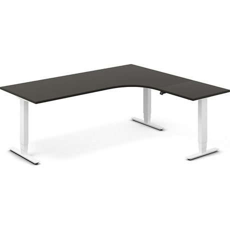 Ergoff Hæve-sænkebord DNA, Antracit 2000x1800 mm Højre 3-ben/Hvid – Hæve/sænkeborde