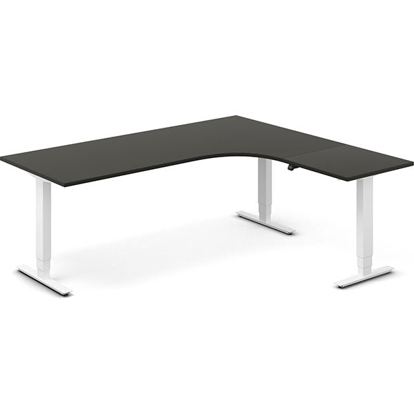 Ergoff Hæve-sænkebord DNA, Antracit 2000x1800 mm Højre 3-ben/Hvid – Hæve/sænkeborde