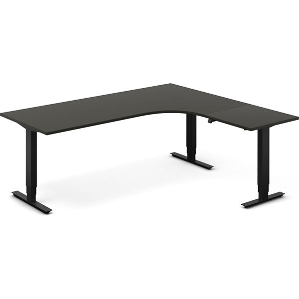 Ergoff Hæve-sænkebord DNA, Antracit 2000x1800 mm Højre 3-ben/Sort – Hæve-sænkeborde