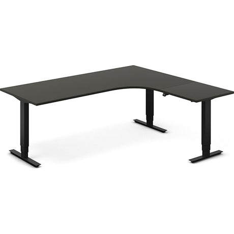 Ergoff Hæve-sænkebord DNA, Antracit 2000x1800 mm Højre 3-ben/Sort – Hæve-sænkeborde