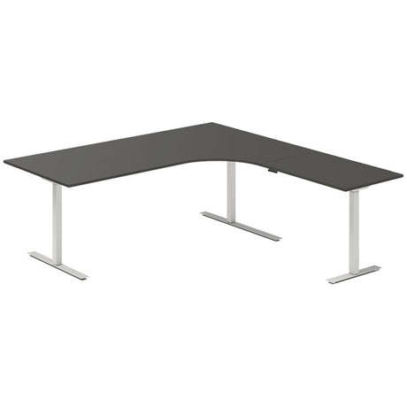 Hæve-sænkebord DNA, Antracit 2000x2000 mm Højre 3-ben/Alugrå