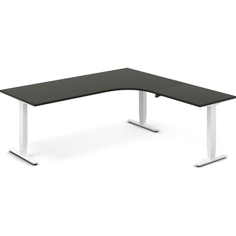 Ergoff Hæve-sænkebord DNA, Antracit 2000x2000 mm Højre 3-ben/Hvid – Hæve-sænkeborde