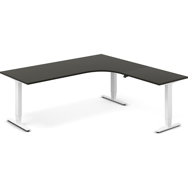 Ergoff Hæve-sænkebord DNA, Antracit 2000x2000 mm Højre 3-ben/Hvid – Hæve-sænkeborde