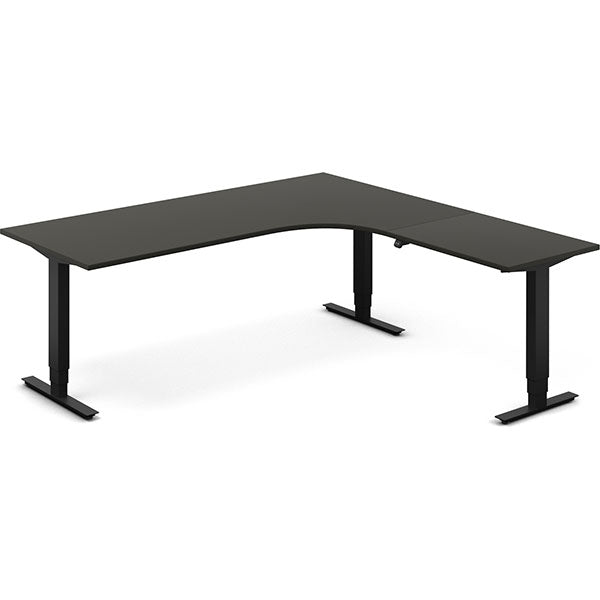 Ergoff Hæve-sænkebord DNA, Antracit 2000x2000 mm Højre 3-ben/Sort – Hæve-sænkeborde