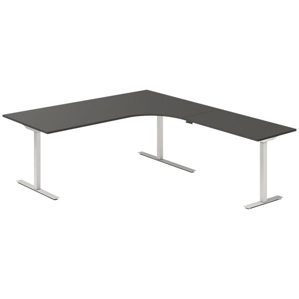 Hæve-sænkebord DNA, Antracit 2000x2200 mm Højre 3-ben/Alugrå
