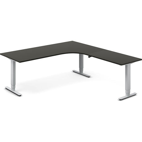 Ergoff Hæve-sænkebord DNA, Antracit 2000x2200 mm Højre 3-ben/Alugrå – Hæve/sænkeborde
