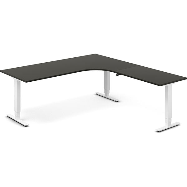 Ergoff Hæve-sænkebord DNA, Antracit 2000x2200 mm Højre 3-ben/Hvid – Hæve/sænkeborde